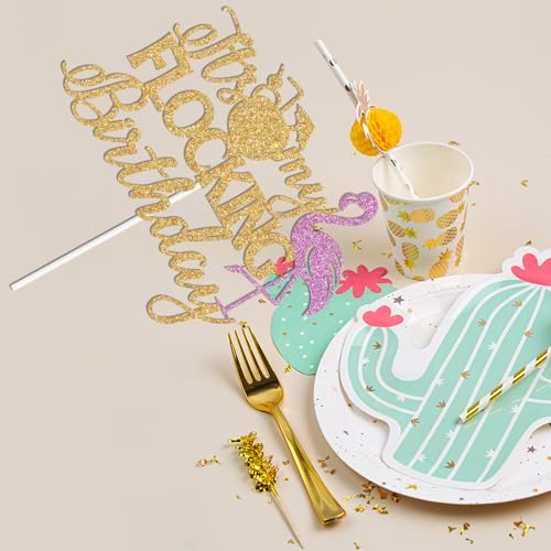 Gold Glitter It's My Flocking Birthday Cake Topper - Fun Party Decor