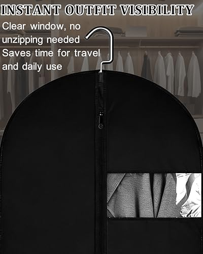 Black 65-Inch Garment Bag for Hanging Clothes Travel & Closet Storage
