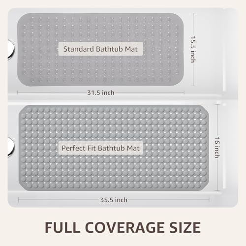 OTHWAY Non-Slip Bathtub Mat, 35x16 Inch Shower Floor Liner - Grey