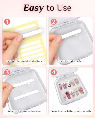 16PCS Acrylic Press-On Nail Display Boxes with Adhesive Tape