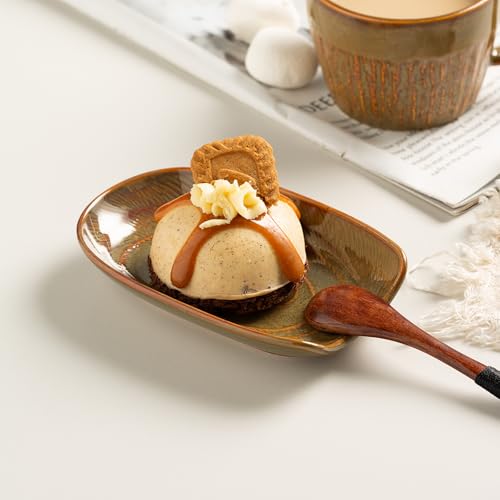 Brown Ceramic Spoon Rest for Kitchen Counter & Stove Top