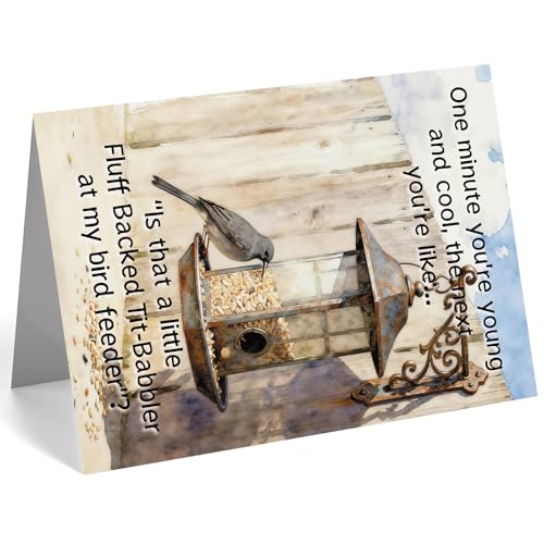 Funny Birthday Card with Bird Feeder Joke - Humorous Aging Card