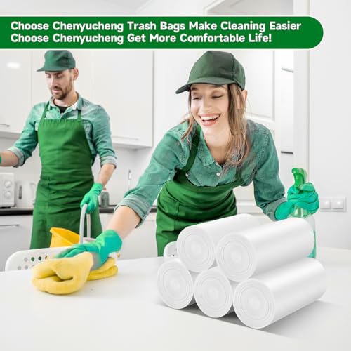 3 Gallon White Trash Bags with Handles - 100 Count Biodegradable