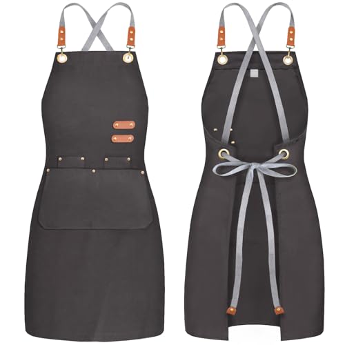 BeLuyi Black Chef Apron with Cross Back Straps & 4 Pockets