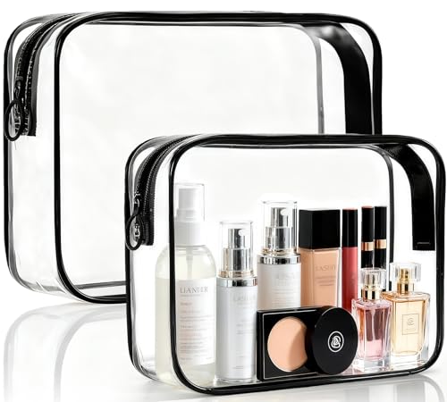 Clear TSA Approved Toiletry Bag 2-Pack Travel Cosmetic Organizer