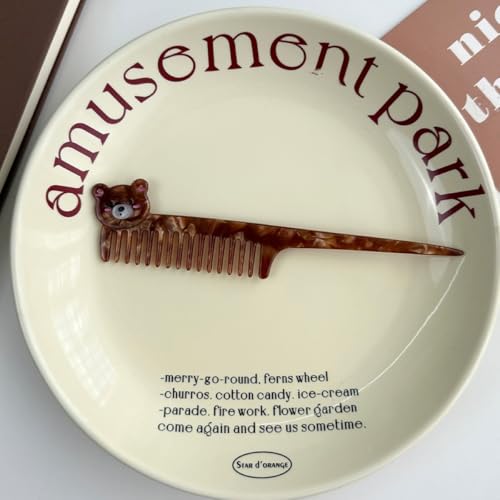 Cute Brown Bear Cellulose Acetate Wide Tooth Hair Comb for Detangling
