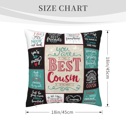Cousin Gift Throw Pillow Cover 18x18 - Inspirational & Soft