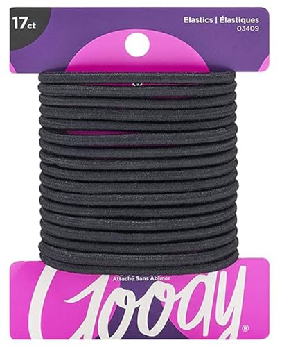 Goody Ouchless Hair Elastics – No-Snag Black Ponytail Holders, 17 Count