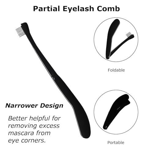 Corconess 2-Piece Metal Eyelash Comb and Separator Tool with Protective Cap