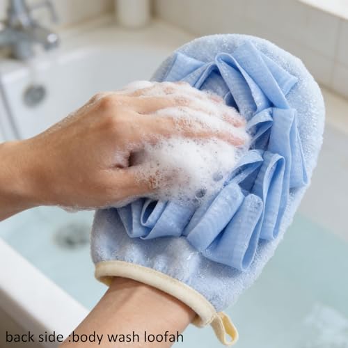 Dual-Sided Exfoliating Bath Gloves Loofah Sponge 2-Pack