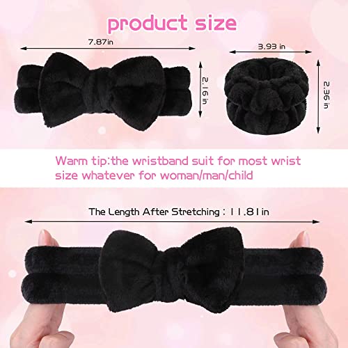 Black Spa Headband and Wristbands Set for Washing Face and Skincare