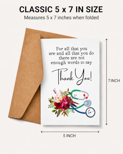 Nurse Thank You Card for Doctors and Healthcare Workers, 5x7 in