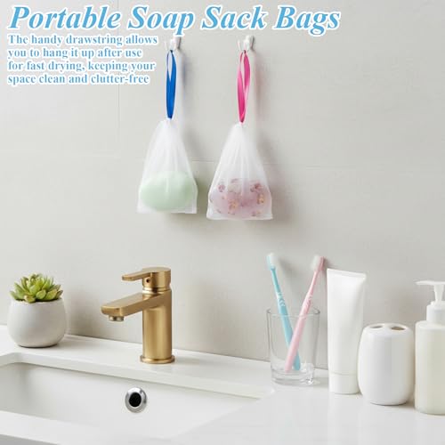 20 Pcs Mesh Soap Bags Exfoliating Soap Saver Pouch with Drawstring