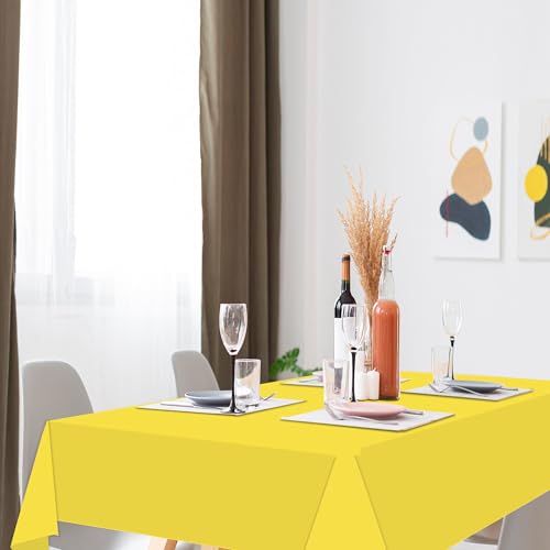 Yellow Disposable Tablecloths - 2 Pack, 54x108 Inch for Events