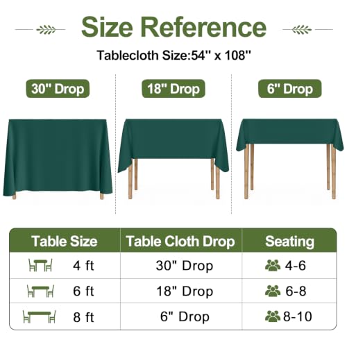 Christmas Green Disposable Plastic Tablecloth Set - 54 x 108 Inches, 3 Pack