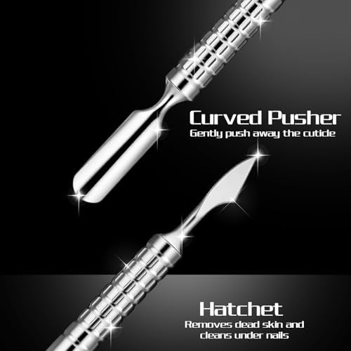 Dual Head Stainless Steel Nail Cuticle Pusher and Scraper Tool