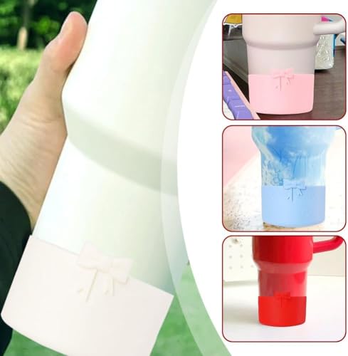 Silicone Boot for Stanley Cup with 3D Bow Anti-Slip Protector White