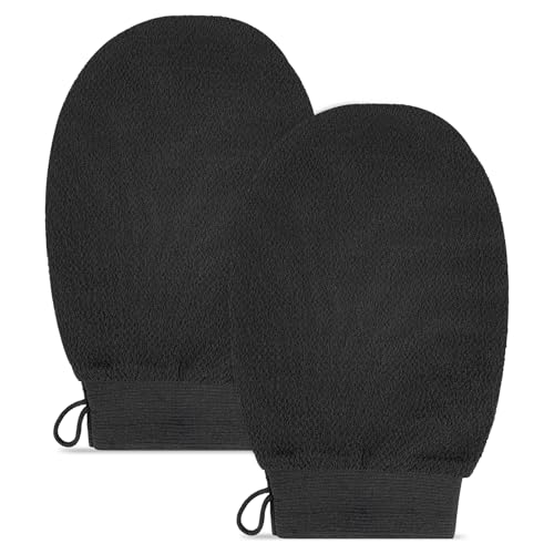 YOLCAR 2-Pack Exfoliating Gloves – Black Viscose Fiber Body Scrubber