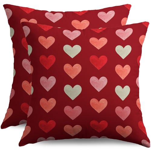 Sivirary Valentine's Day Throw Pillow Covers, 18x18, Set of 2, Dark Red