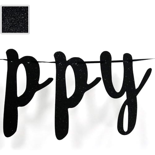 Happy Anniversary Banner - Black & Red Glitter Party Decoration