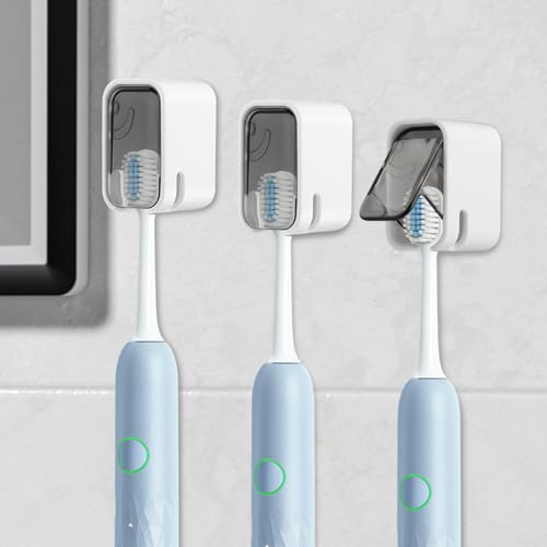 3-Pack Wall-Mounted Toothbrush Holders - No Drill Bathroom Organizer
