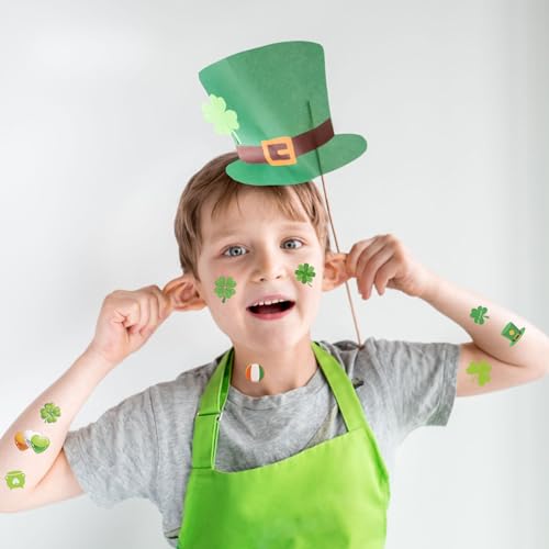 St. Patrick's Day Temporary Tattoos - 145 Pcs Shamrock & Gnome Designs
