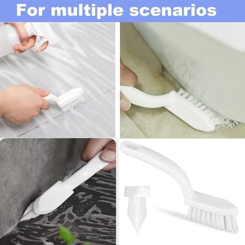 Xemnys 4-Piece Crevice Cleaning Brush Set for Tile Grout and Toilet Rims