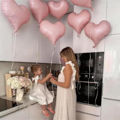 24-Inch Pink Heart Foil Balloons - 6 Pack for Celebrations
