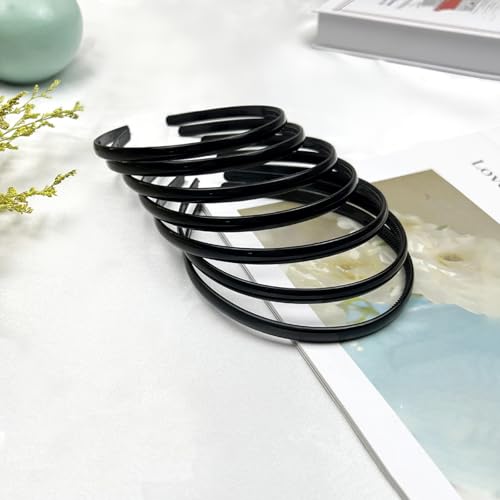 7 Pcs Plastic Headbands for Women Black Non-Slip Hair Bands with Teeth