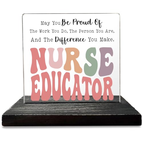 Thank You Nurse Education Gifts - Appreciation Desk Sign for Nursing Teachers - Black Wood & Acrylic, Farmhouse Style - Variation of This Listing