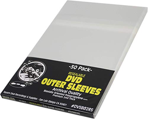 50 Resealable DVD Outer Sleeves - 6.1" x 7.75" + 1.85" Flap