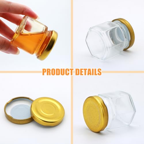 XING-RUIYANG 8 Pack Mini Glass Honey Jars with Dippers & Gold Lids