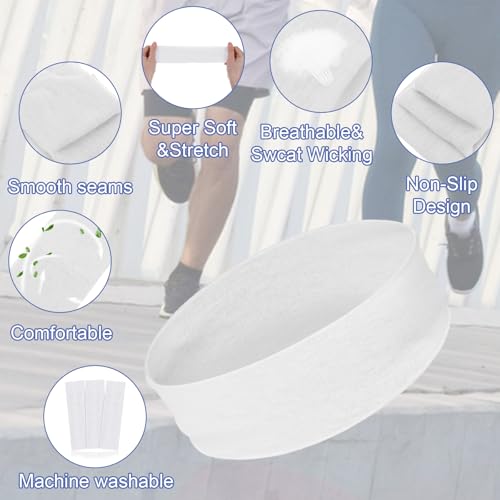 Mabor 3-Piece Non-Slip Elastic White Sweat Headbands for Workout