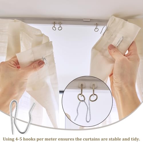 70PCS Metal Curtain Hooks - Rustproof Stainless Steel Drapery Pins