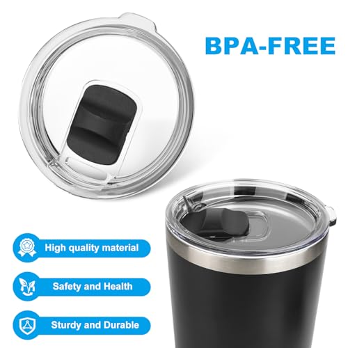 20 oz Tumbler Lid for Yeti, 2 Pcs Magnetic Replacement Lids for Yeti Rambler 20 oz Tumbler, 10/24 oz Mug and 10 oz Lowball, Travel Spill Proof Cup Lids Covers with Magnetic Slider Switch, BPA Free