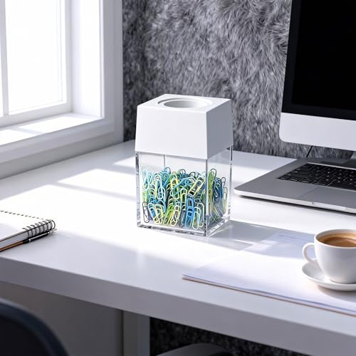 Extra Large Magnetic Paper Clip Dispenser - 500 Capacity, Black
