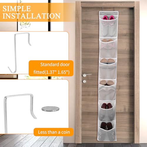 GOMAJI Over The Door Shoe Organizer, 6-Pocket Hanging Boot Storage Rack