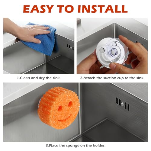 Stainless Steel Sponge Holder for Kitchen Sink - Durable Suction Caddy