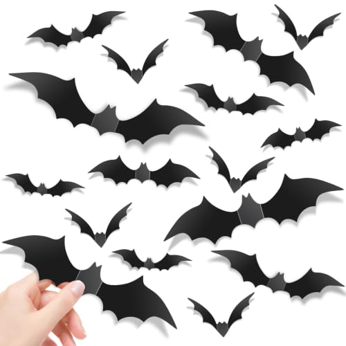 140PCS 3D Bat Wall Decals for Halloween Decor - Scary & Cute