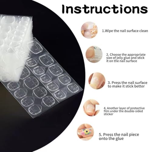 C.Z.Z.T.T.NAILS 240 Pcs Press On Nail Jelly Tabs - Double-Sided Waterproof Adhesive Stickers