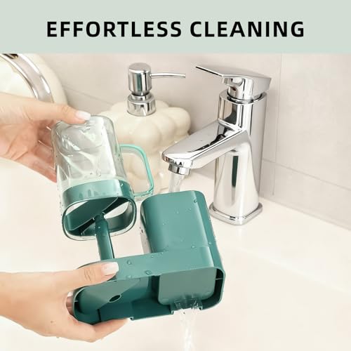 Compact Toothbrush Holder with Cup - 2 Slots Bathroom Organizer
