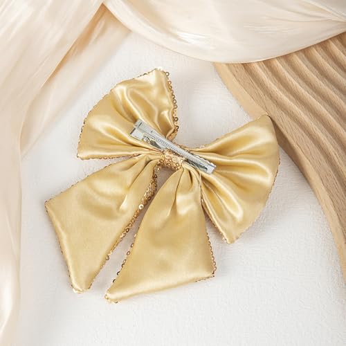 ZOONAI Sequin Glitter Hair Bow Clip - Sparkling Red Bowknot for Girls