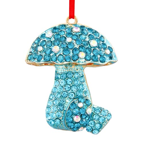 WhatSign Metal Mushroom Christmas Tree Ornament with Rhinestones