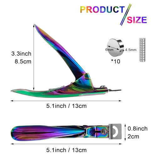 Acrylic Nail Cutter with Magnetic Size Adjuster Rainbow Stainless Steel