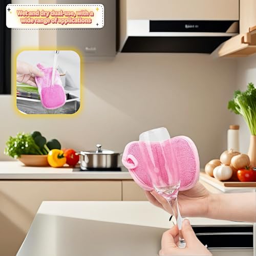 Dual-Sided Heavy Duty Kitchen Scrubbing Sponges - Lint-Free & Durable