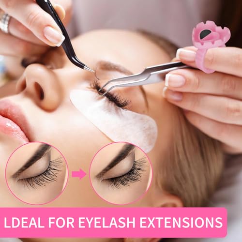 MixPeak 100 Pcs Heart Lash Glue Rings Disposable Eyelash Extension Holders Pink