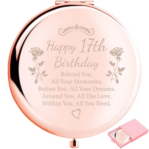 17th Birthday Makeup Mirror Gift for Women - Engraved Wishes