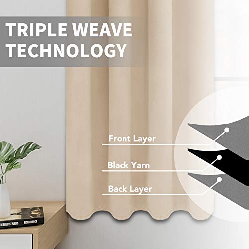 Easy-Going Thermal Blackout Curtains - 2 Panels 52x46 in, Beige