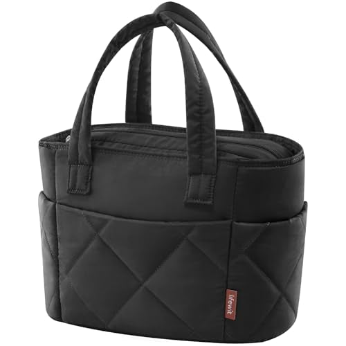 Lifewit Insulated Lunch Box for Women 8L Black Lightweight Puffy Tote