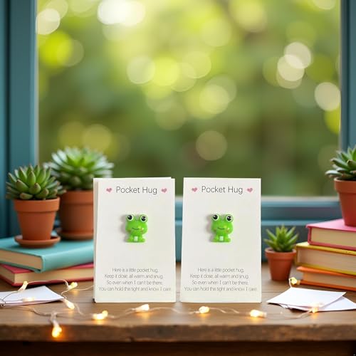 Pocket Hug Frog Token Set 2Pcs with Greeting Cards Encouragement Gifts
